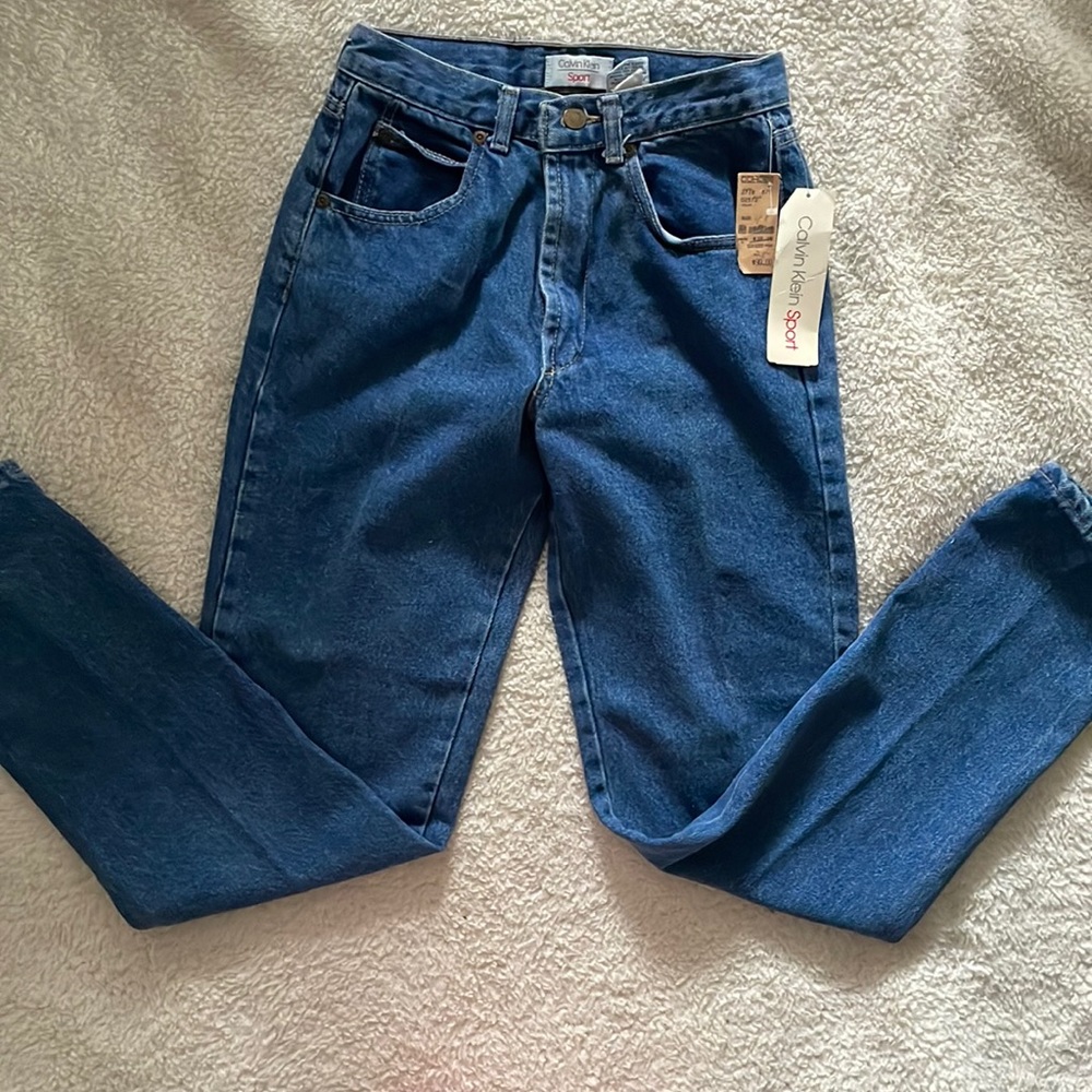 NWT 90,s Vintage Calvin Klein Sport Women's High Rise Taper Leg Mom Jeans Size 4